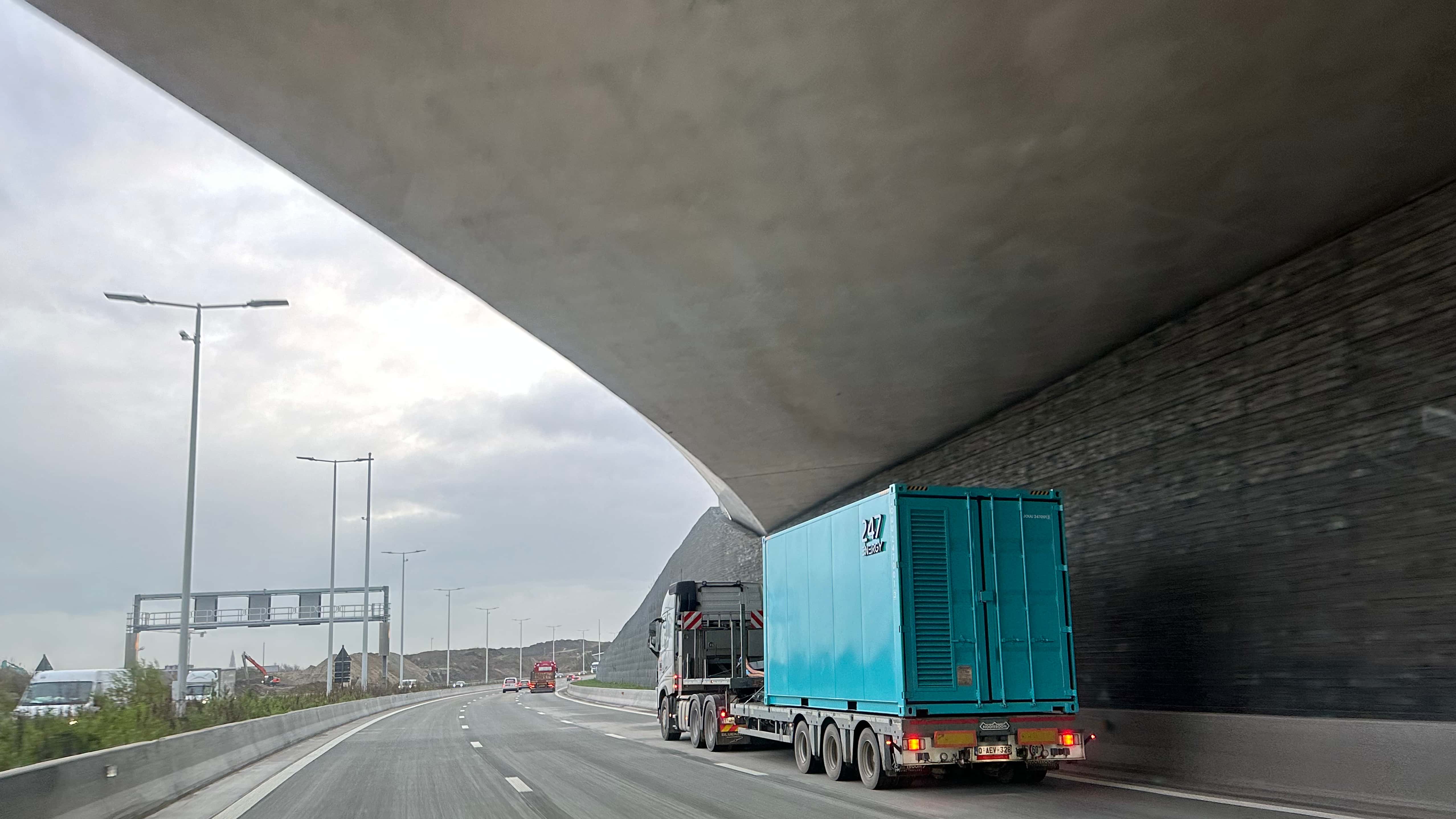 247 Energy unit in transit on a Belgian motorway